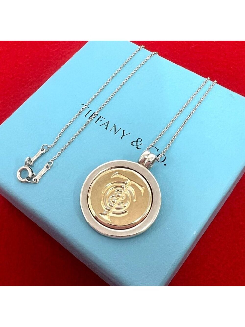 Tiffany & Co Coin Necklace Silver Yellow Gold